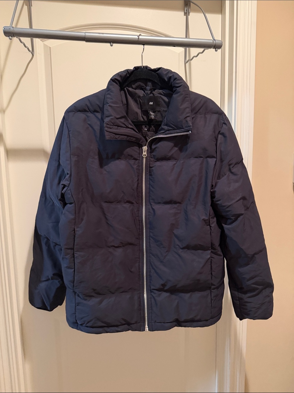 H&M Men's Navy Blue Quilted Puffer Jacket